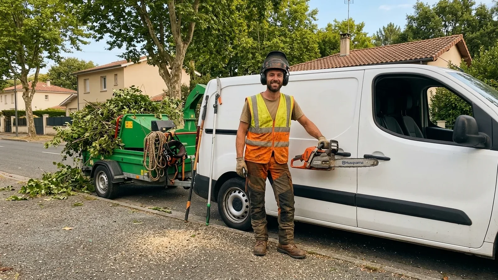 Artisan élagueur avec son matériel