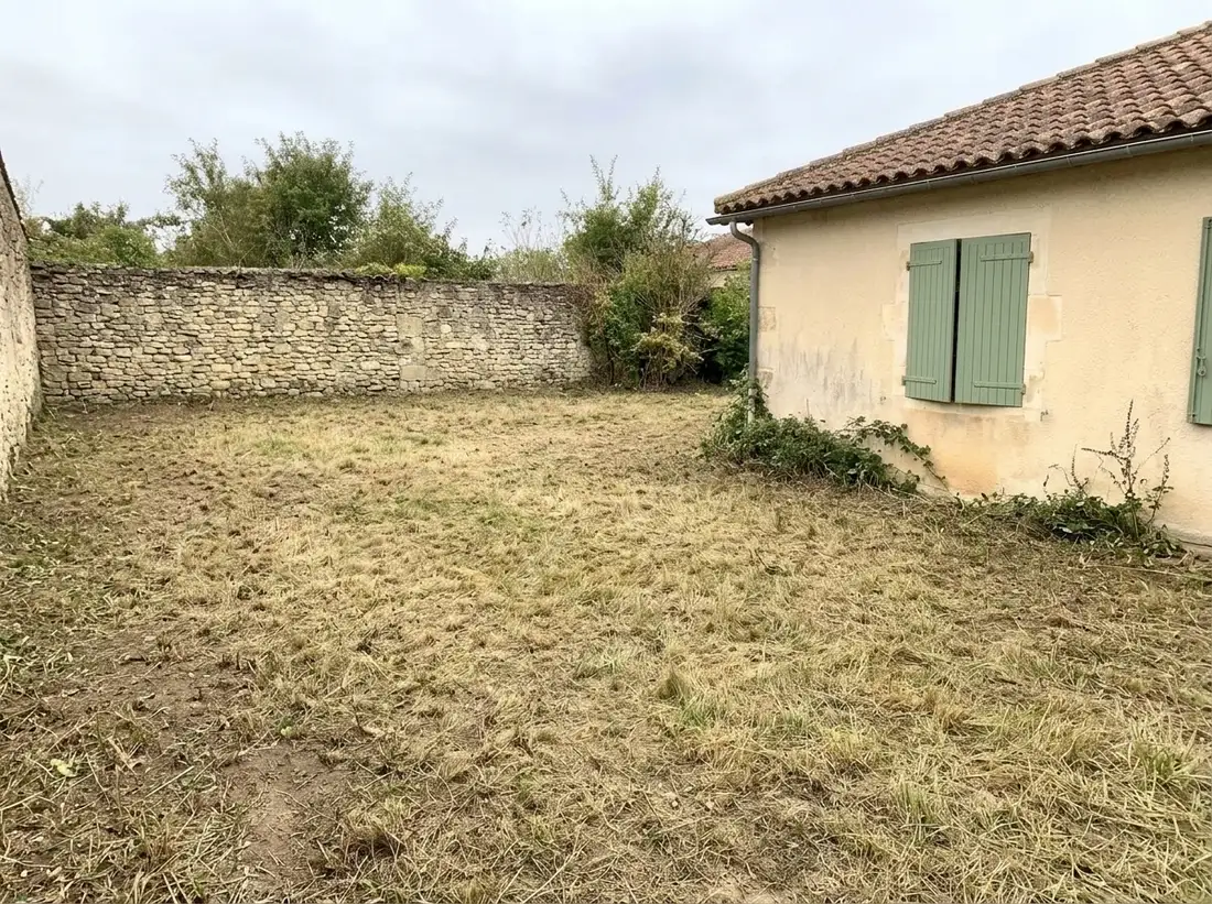Après : terrain débroussaillé, mur de pierre dégagé